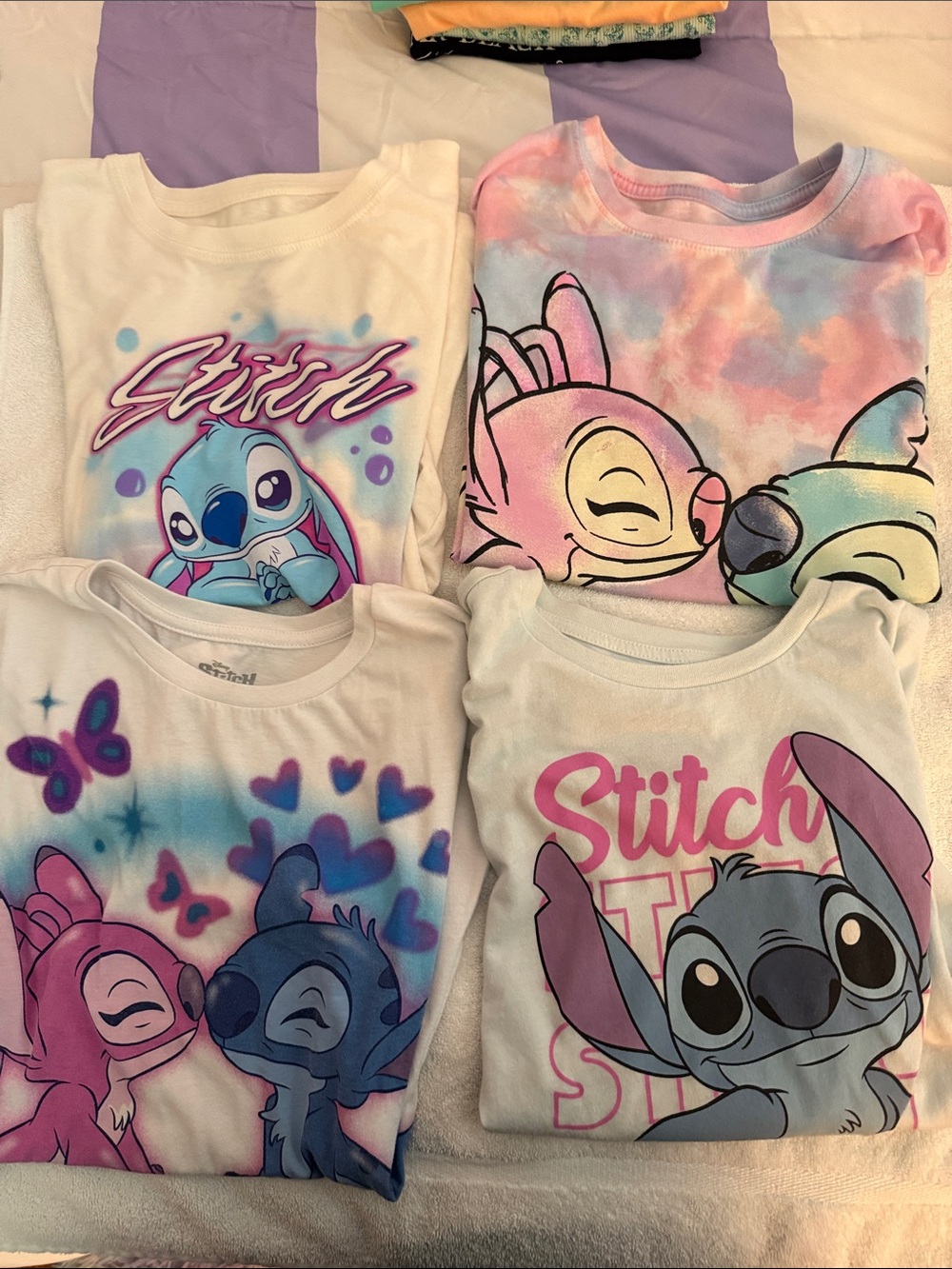 Disney Lilo & Stitch Kids Pajama Tops - Pink, Blue, White